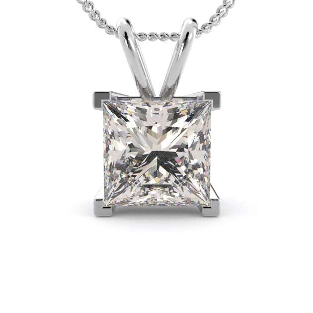 14k White Gold Princess Cut Solitaire Pendant Setting